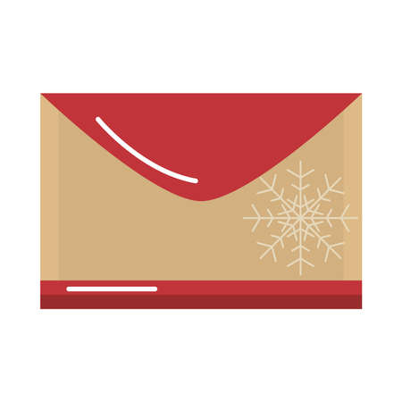 merry christmas, mail envelope with snowflake decoration vector illustration cartoon flat iconのイラスト素材
