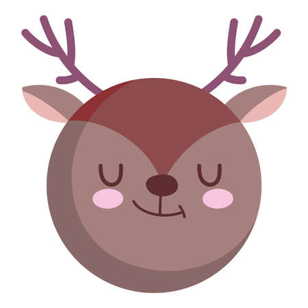 merry christmas cute reindeer face decoration and celebration icon vector illustrationのイラスト素材