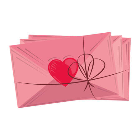 valentines day, stack envelopes tied romantic design vector illustrationのイラスト素材