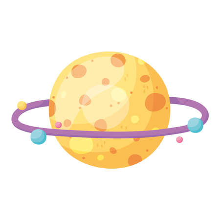 planet space orbit galaxy astronomy in cartoon style vector illustrationのイラスト素材