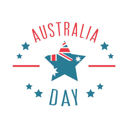 australia day, lettering and flag in star card vector illustrationのイラスト素材