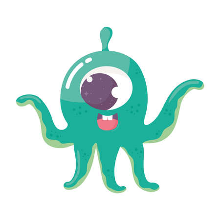 alien cartoon space galaxy astronomy style vector illustrationのイラスト素材