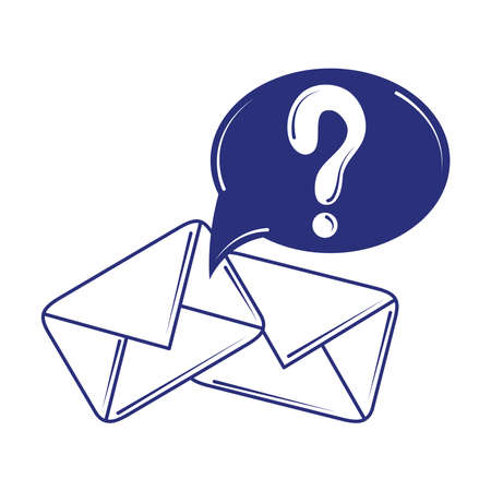 social media email question mark blue line fill style vector illustrationのイラスト素材