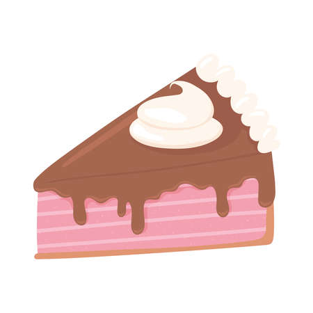 bakery piece cake cream and chocolate icon vector illustrationのイラスト素材