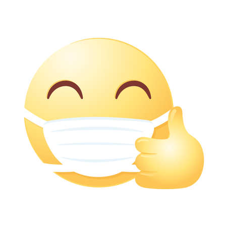 social media emoji wearing medical mask vector illustrationのイラスト素材