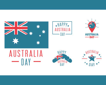 australia day, celebration 26 january template design vector illustrationのイラスト素材