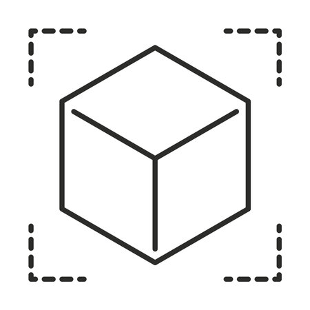 augmented reality cube 3d simulation focus vector illustration line styleのイラスト素材