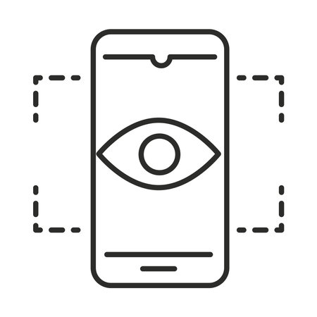 augmented reality smartphone interaction eye vector illustration line styleのイラスト素材