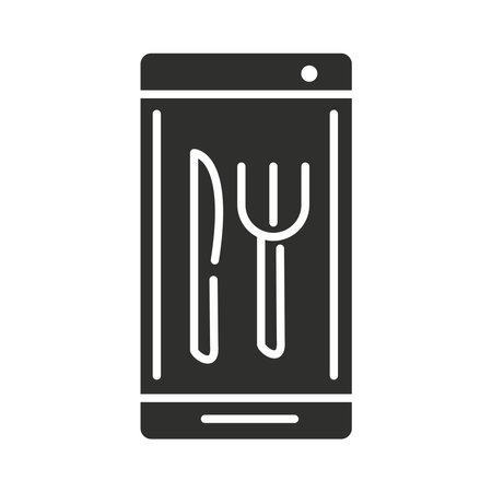 online food delivery service restaurant app vector illustration silhouette iconのイラスト素材