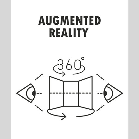 augmented reality, panoramic 360 degree view vector illustration line styleのイラスト素材