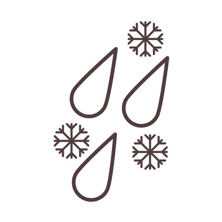 weather cloud winter snowflake and rain vector illustration line icon styleのイラスト素材