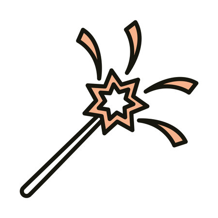 magic wand fantasy celebration party, line and fill style vector illustrationのイラスト素材