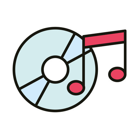 music compact disk sound party, line and fill style vector illustrationのイラスト素材