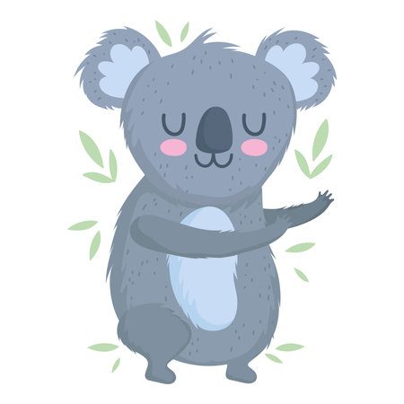 animal safari cartoon with leaf foliage vector illustrationのイラスト素材