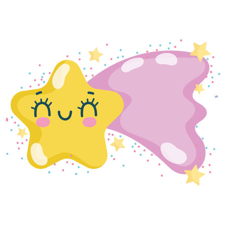 weather cute shooting star decoration cartoon vector illustrationのイラスト素材