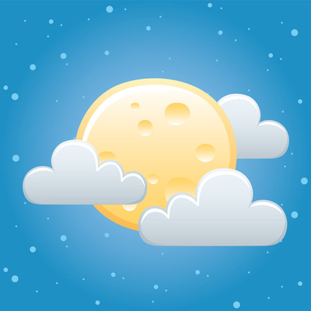 weather whole moon clouds sky night vector illustrationのイラスト素材