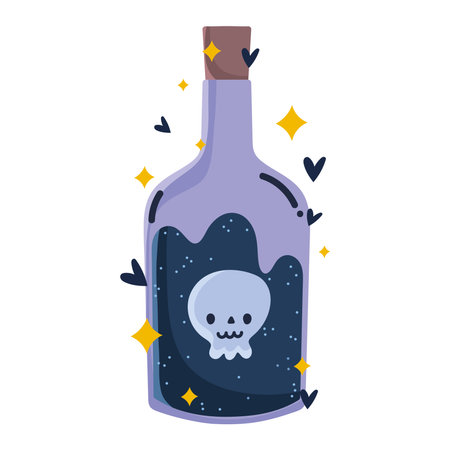 magic potion bottle with skull vector illustrationのイラスト素材