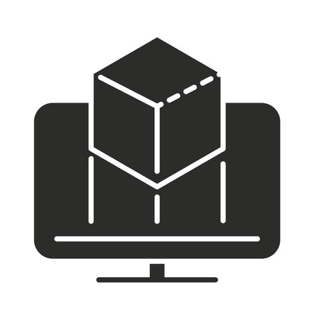 augmented reality computer modern technology vector illustration silhouette styleのイラスト素材