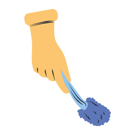 cleaning, hand holding toilet brush supplies tools equipment vector illustrationのイラスト素材