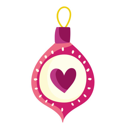 happy new year and christmas ball with heart decoration vector illustrationのイラスト素材
