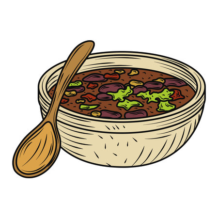 mexican food bowl with beans and spoon traditional vintage engraved color vector illustrationのイラスト素材