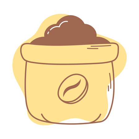 sack with product agriculture coffee icon line and fill vector illustrationのイラスト素材