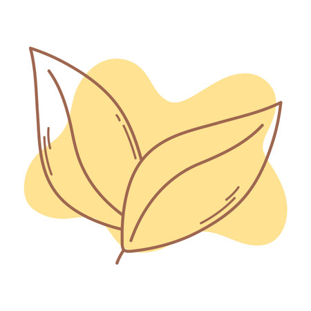 leaves nature foliage organic icon line and fill vector illustrationのイラスト素材