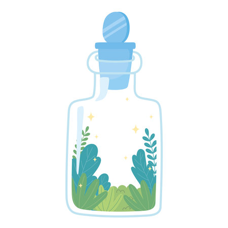 jar terrarium foliage garden nature icon white background vector illustrationのイラスト素材