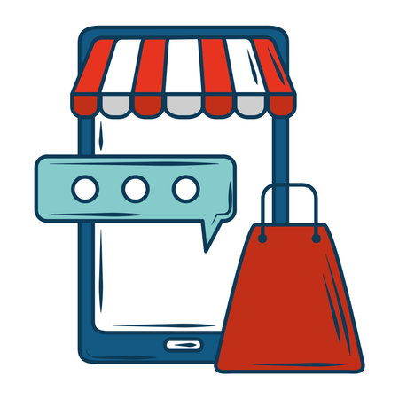 marketing shopping bag mobile phone message vector illustrationのイラスト素材