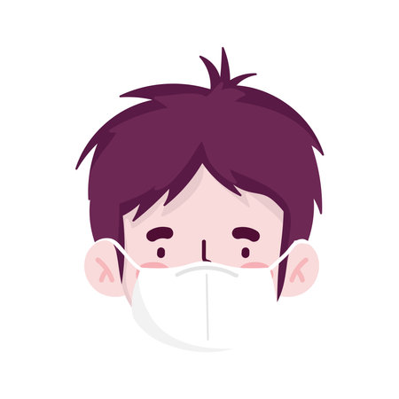 man cartoon with mask isolated design of Covid 19 virus theme Vector illustrationのイラスト素材