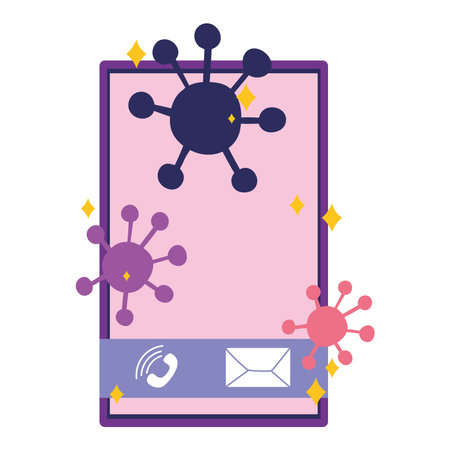 covid 19 virus and smartphone design of 2019 ncov cov and coronavirus theme Vector illustrationのイラスト素材