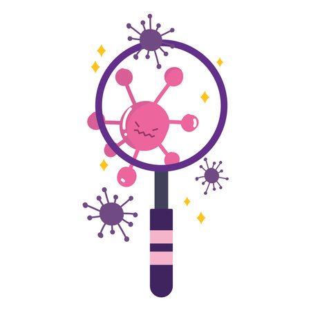 covid 19 virus and lupe design of 2019 ncov cov and coronavirus theme Vector illustrationのイラスト素材