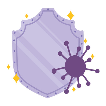 covid 19 virus and shield design of 2019 ncov cov and coronavirus theme Vector illustrationのイラスト素材