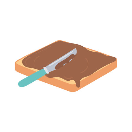 breakfast bread with chocolate cream appetizing delicious food, icon flat on white background vector illustrationのイラスト素材