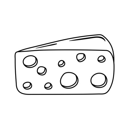 breakfast slice cheese appetizing delicious food, icon line style vector illustrationのイラスト素材