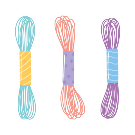 needlework yarn skeins different color white background vector illustrationのイラスト素材