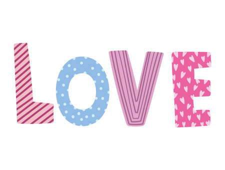 love lettering creative decoration romantic design vector illustrationのイラスト素材