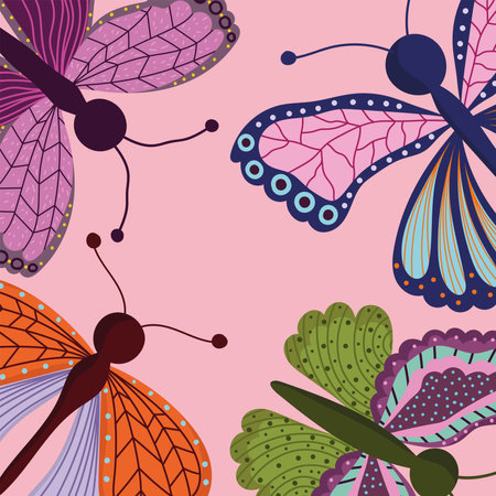 butterflies insect fauna wild natural decoration background vector illustrationのイラスト素材