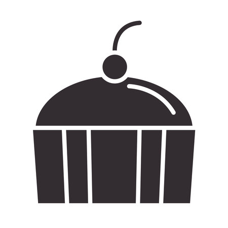 cupcake with fruit dessert snack silhouette style icon vector illustrationのイラスト素材
