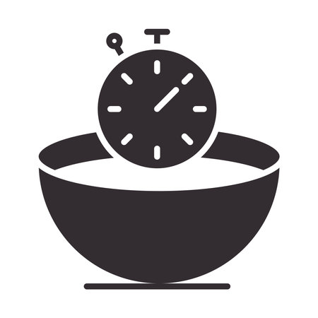 bowl and time clock kitchen utensil silhouette style icon vector illustrationのイラスト素材