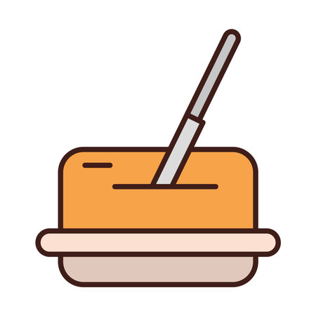 breakfast butter with knife on dish line and fill style vector illustrationのイラスト素材