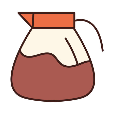 breakfast kettle coffee fresh beverage line and fill style vector illustrationのイラスト素材