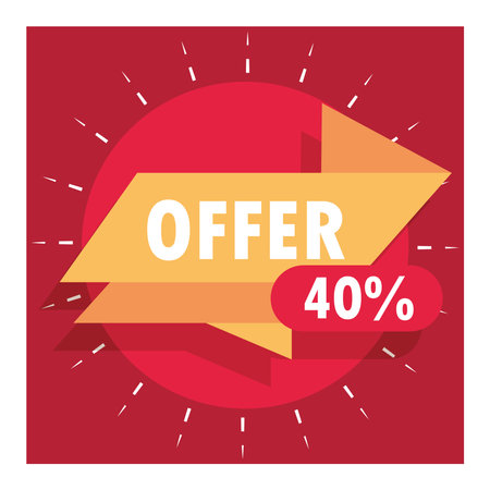 sale offer discount commerce ribbon on red background vector illustrationのイラスト素材