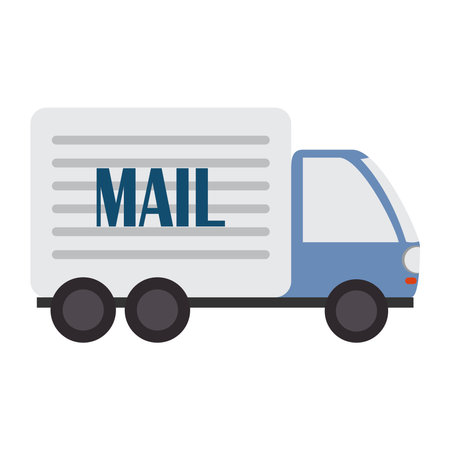 postal service, mail truck transport courier delivery related vector illustrationのイラスト素材