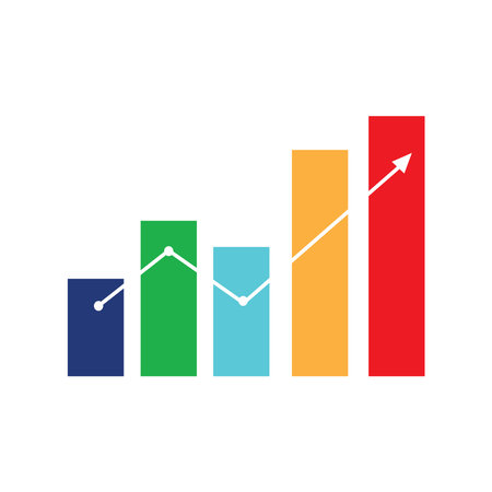 business financial chart growing arrow cartoon flat isolated style vector illustrationのイラスト素材