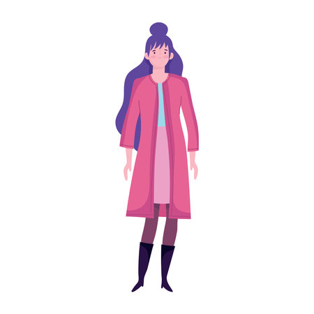 business woman character with pink jacket flat isolated design vector illustrationのイラスト素材