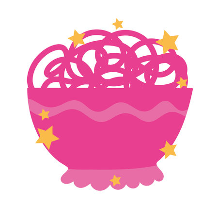 cooking noodles in bowl food cartoon flat icon vector illustrationのイラスト素材