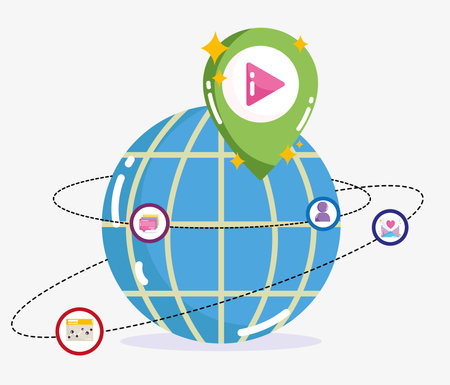 social media world connection viral content technology vector illustrationのイラスト素材