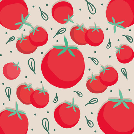 food pattern, tomatoes leaf organic fresh vegetables vector illustrationのイラスト素材