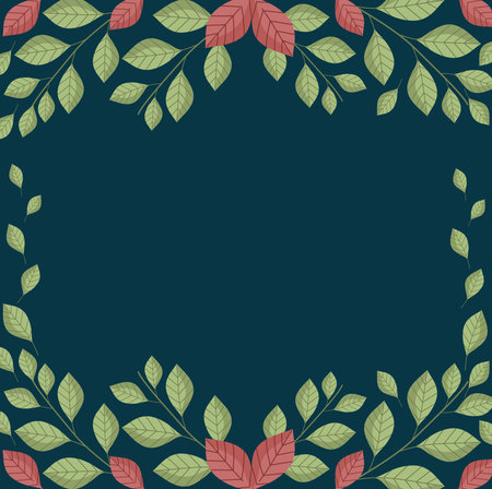 leaves foliage nature branches vegetation black background vector illustration designのイラスト素材